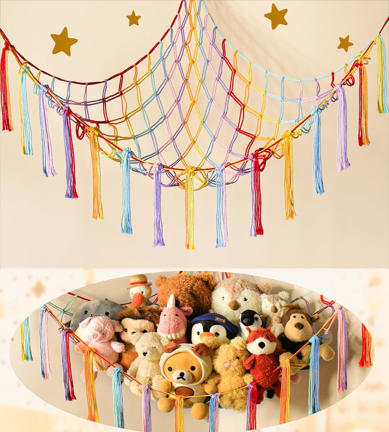 Mirolam Storage Hammock Net Rainbow