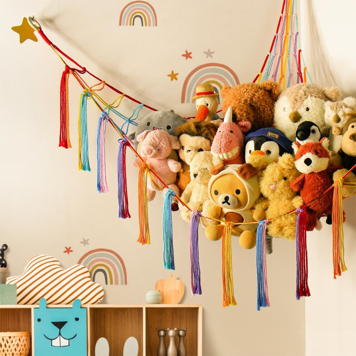 Mirolam Storage Hammock Net Rainbow