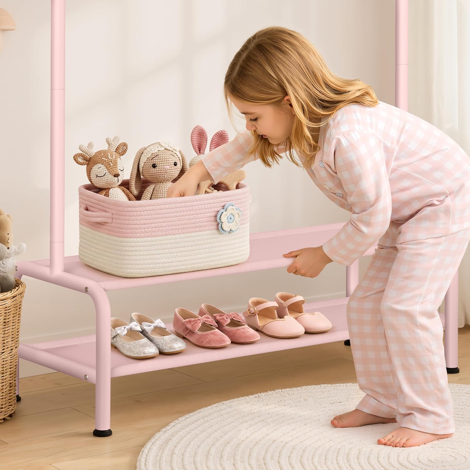 Mirolam Hanging Clothes Organizer Pink