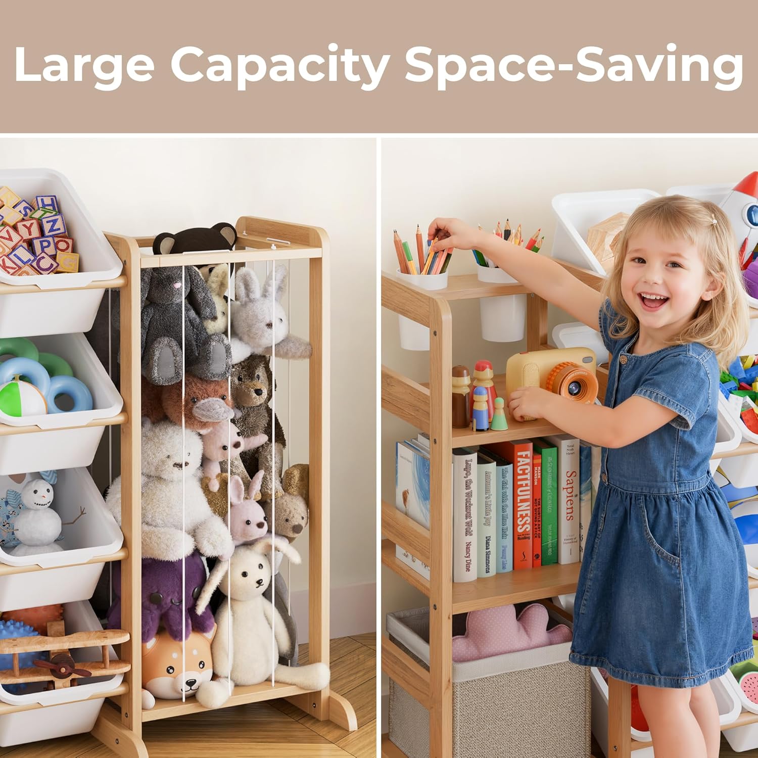 Mirolam Toy Storage Organizer White