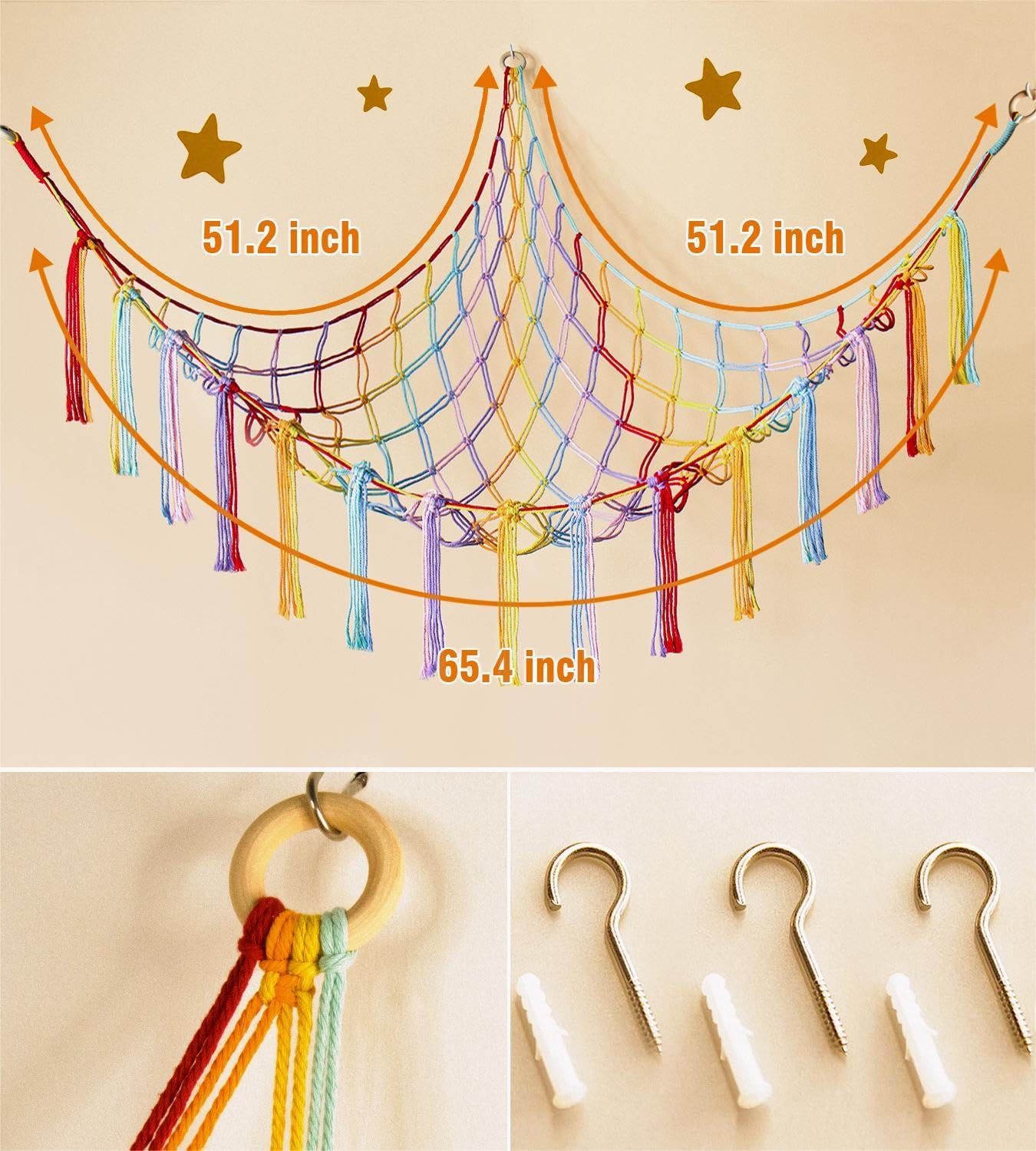 Mirolam Storage Hammock Net Rainbow
