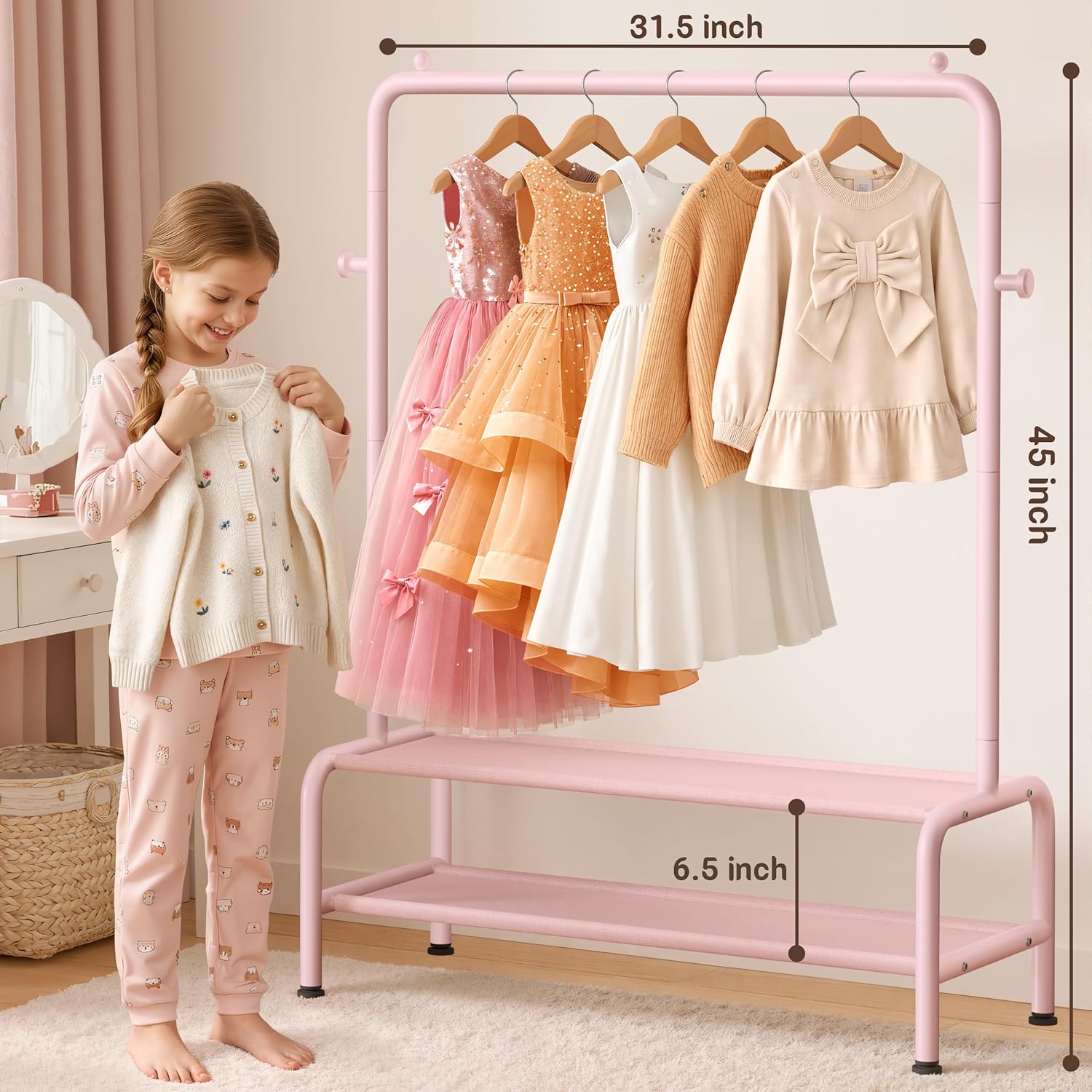 Mirolam Hanging Clothes Organizer Pink
